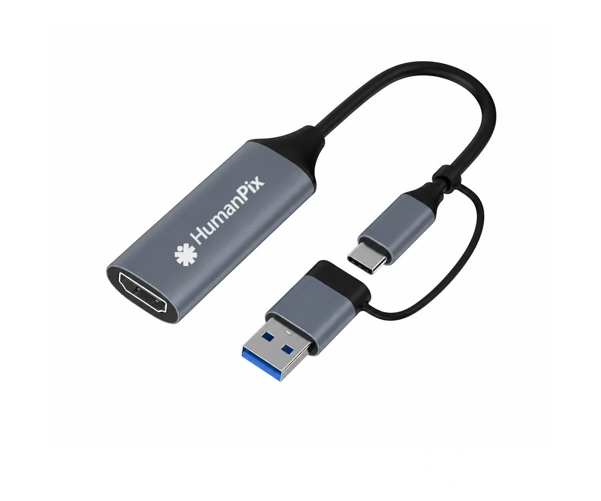Placa de captura HumanPix USB Full HD com cabo USB e HDMI